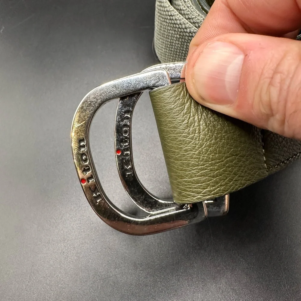 Kiton D-Ring Canvas and Leather Belt Fatigue US35